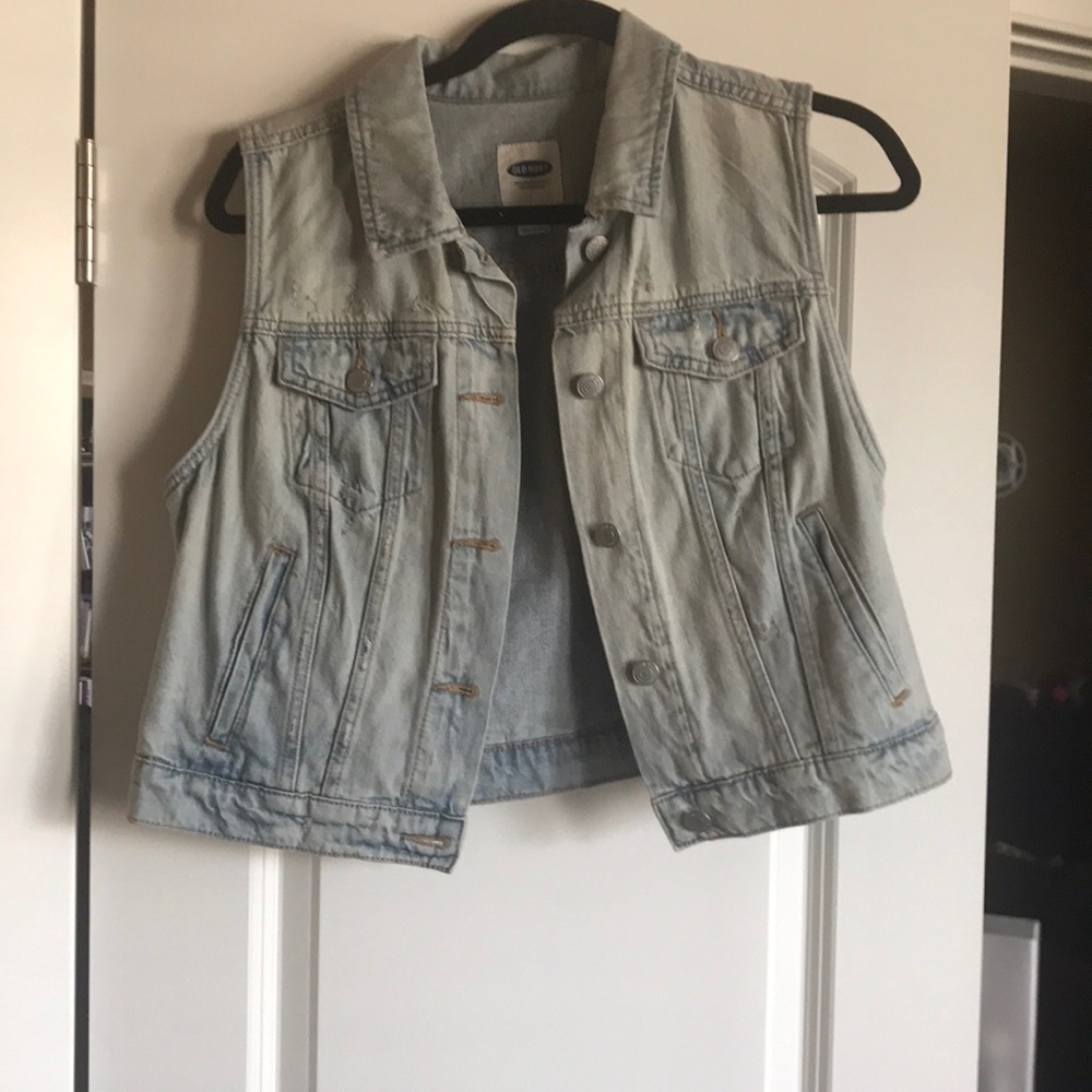 Light wash denim vest